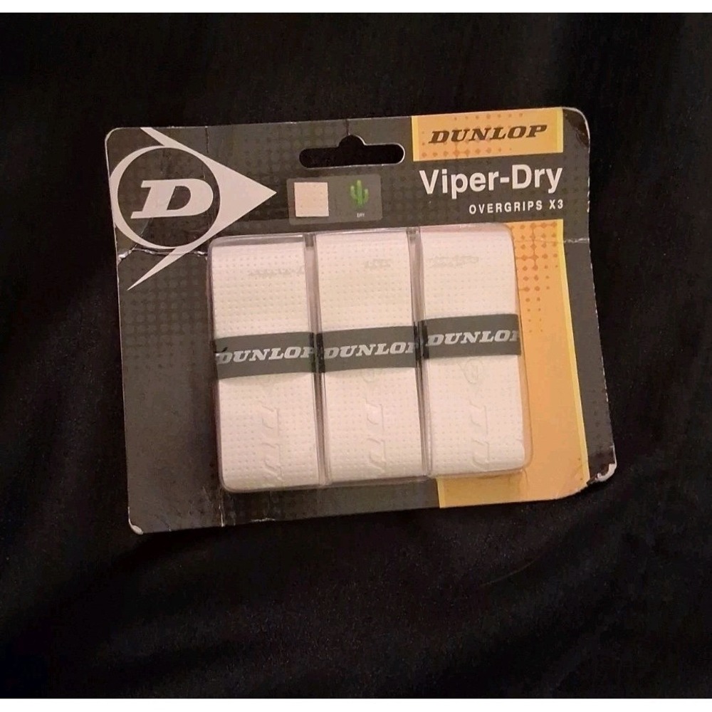 Dunlop Viper Dry 3-Pack White Overgrip Ultra Dry Tennis Racquetball Pickleball